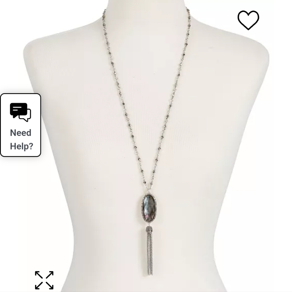 Lucky brand natural mother of pearl reversible tassel necklace